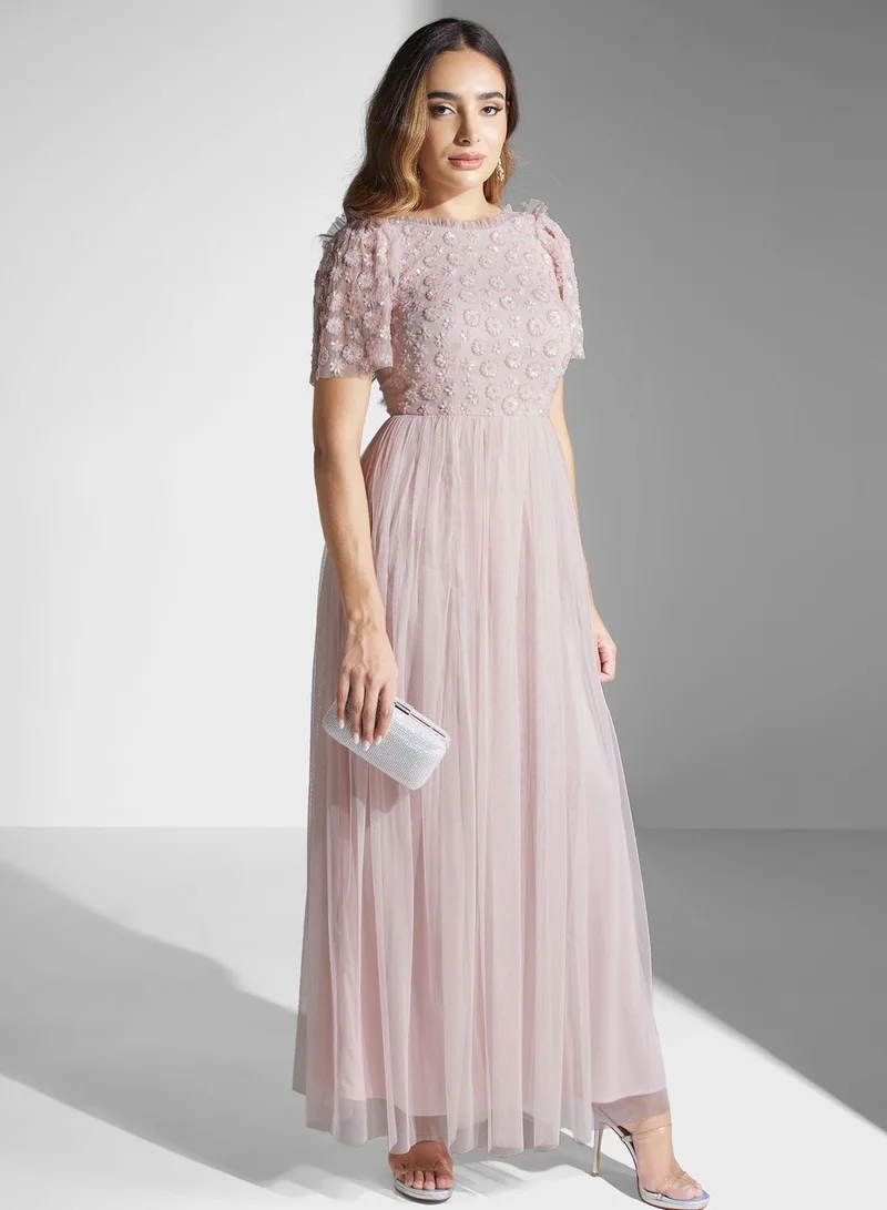 Maya Embellished Tulle Maxi Dress