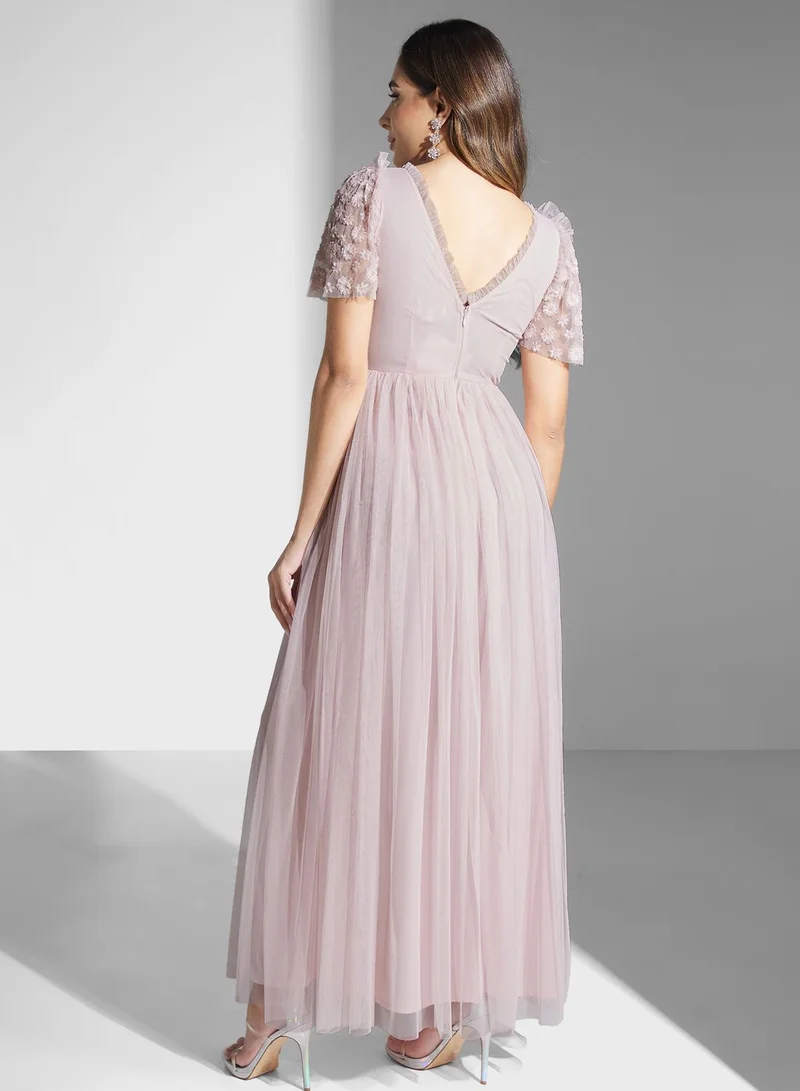 Maya Embellished Tulle Maxi Dress
