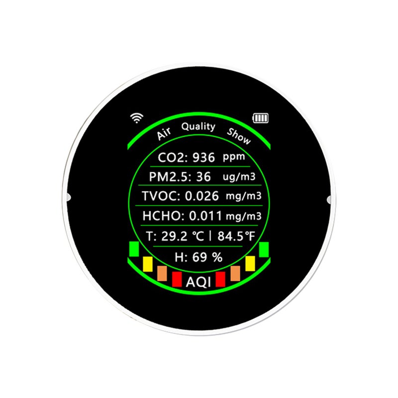 Tuya Wifi 7in1 Multifunctional Air Quality Meter PM2.5 CO2 TVOC HCHO AQI Temperature Humidity Tester Portable Color Display Carbon Dioxide Detector with Alarm Threshold Function - Image 1