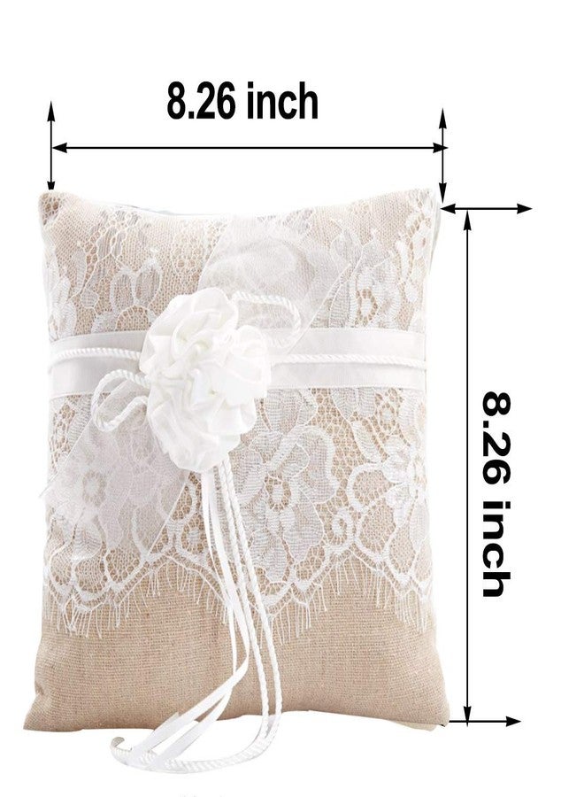 Bodosac Awtlife Lace Wedding Ring Pillow, Flower Ring Bearer Pillow,8.26 Inch for Wedding Ceremony - Image 2