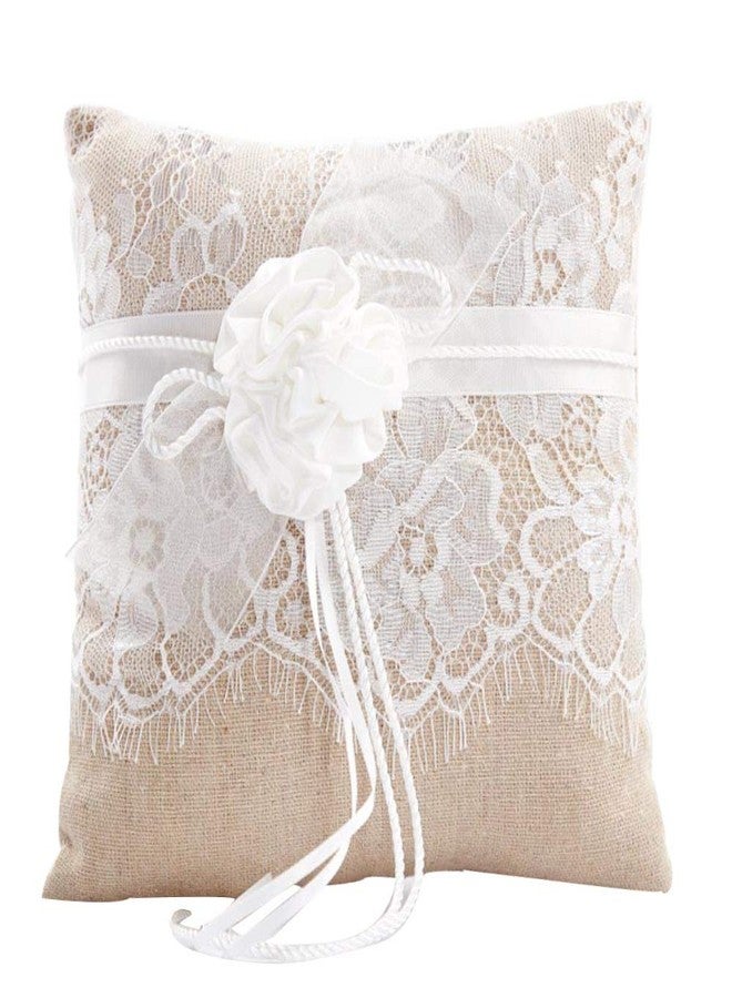 Bodosac Awtlife Lace Wedding Ring Pillow, Flower Ring Bearer Pillow,8.26 Inch for Wedding Ceremony - Image 1