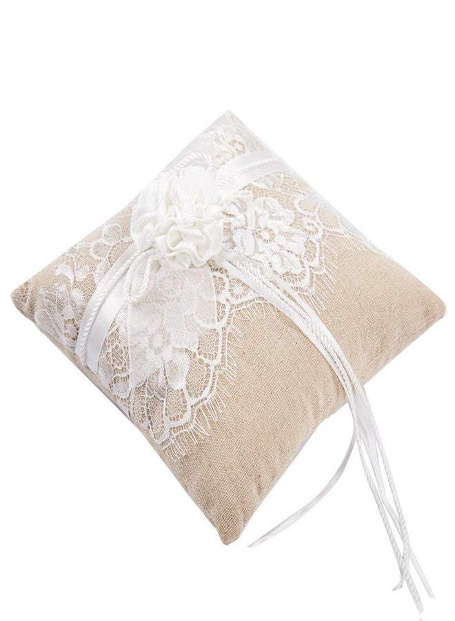 Bodosac Awtlife Lace Wedding Ring Pillow, Flower Ring Bearer Pillow,8.26 Inch for Wedding Ceremony - Image 5