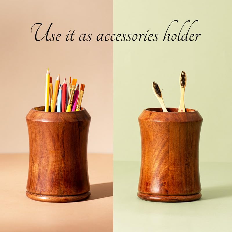 nestroots Wooden Cutlery Holder Spoon Stand For Kitchen | 6.5 Inch Brown | Cutlery Holder For Dining Table | Wooden Caddy Storage Organiser Stand Caddy Holder | Stylish & Functional Kitchen Décor - Image 3
