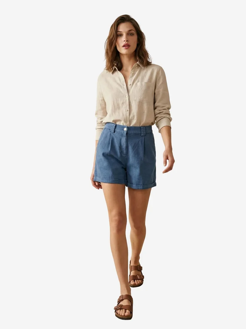 MY FASHION MY FASHION High Waist Wide Leg Tailored Shorts