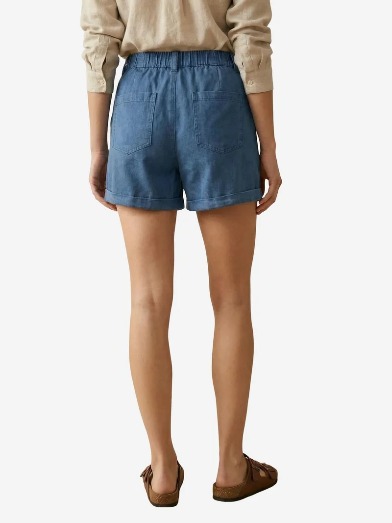 My Fashion Oxford Blue MY FASHION High Waist Wide Leg Tailored Shorts for Women | Best Price UAE