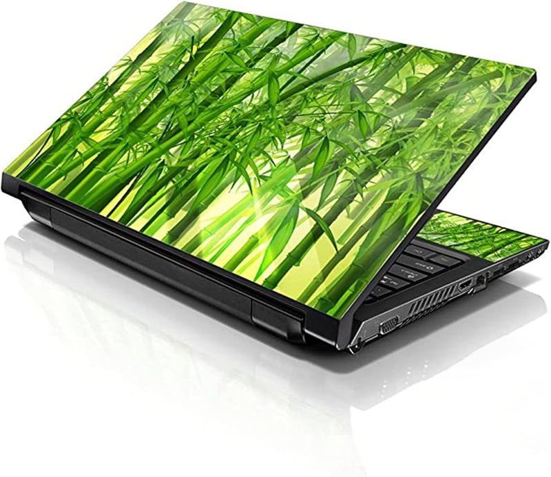 LSS 17 17.3 Inches Laptop Notebook Skin Sticker with 2 Wrist Pads - Reusable Cover Protector Vinyl Sticker Cover Decal Fits 17" - 19" HP Asus Acer Samsung - Bamboo in Forest - Image 1