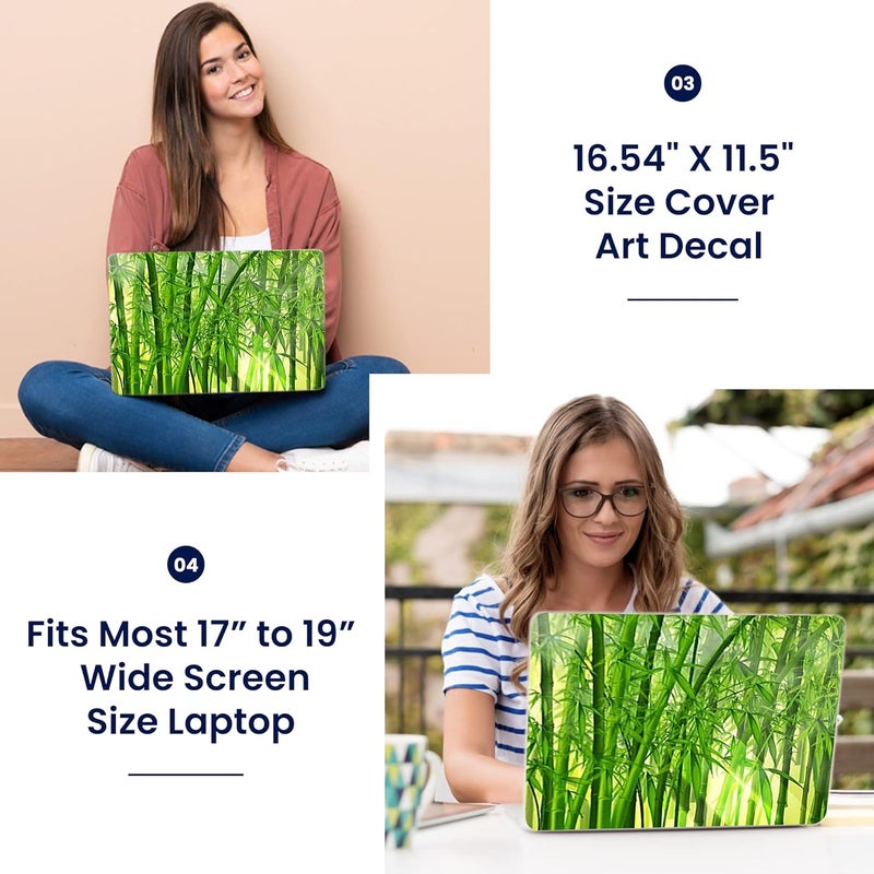 LSS 17 17.3 Inches Laptop Notebook Skin Sticker with 2 Wrist Pads - Reusable Cover Protector Vinyl Sticker Cover Decal Fits 17" - 19" HP Asus Acer Samsung - Bamboo in Forest - Image 3