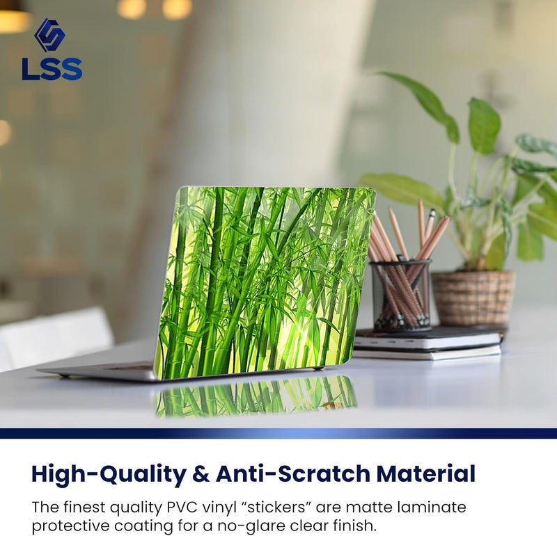 LSS 17 17.3 Inches Laptop Notebook Skin Sticker with 2 Wrist Pads - Reusable Cover Protector Vinyl Sticker Cover Decal Fits 17" - 19" HP Asus Acer Samsung - Bamboo in Forest - Image 4