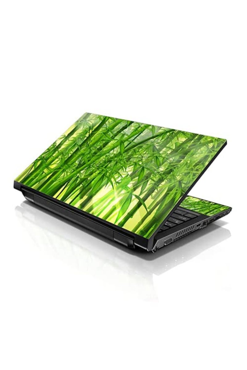LSS 17 17.3 Inches Laptop Notebook Skin Sticker with 2 Wrist Pads - Reusable Cover Protector Vinyl Sticker Cover Decal Fits 17" - 19" HP Asus Acer Samsung - Bamboo in Forest - Image 1