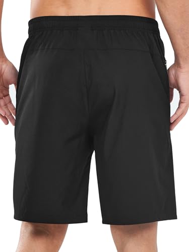 NORTHYARD Men's Athletic Running Shorts Quick Dry Workout Shorts Lightweight Sports Gym Basketball 7"/ 9"/ 5" Tennis Hiking Exercise Black-9 inches XL - Image 2
