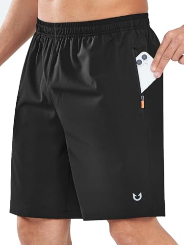 NORTHYARD Men's Athletic Running Shorts Quick Dry Workout Shorts Lightweight Sports Gym Basketball 7"/ 9"/ 5" Tennis Hiking Exercise Black-9 inches XL - Image 1