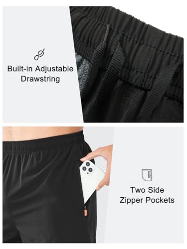 NORTHYARD Men's Athletic Running Shorts Quick Dry Workout Shorts Lightweight Sports Gym Basketball 7"/ 9"/ 5" Tennis Hiking Exercise Black-9 inches XL - Image 5