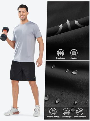 NORTHYARD Men's Athletic Running Shorts Quick Dry Workout Shorts Lightweight Sports Gym Basketball 7"/ 9"/ 5" Tennis Hiking Exercise Black-9 inches XL - Image 4