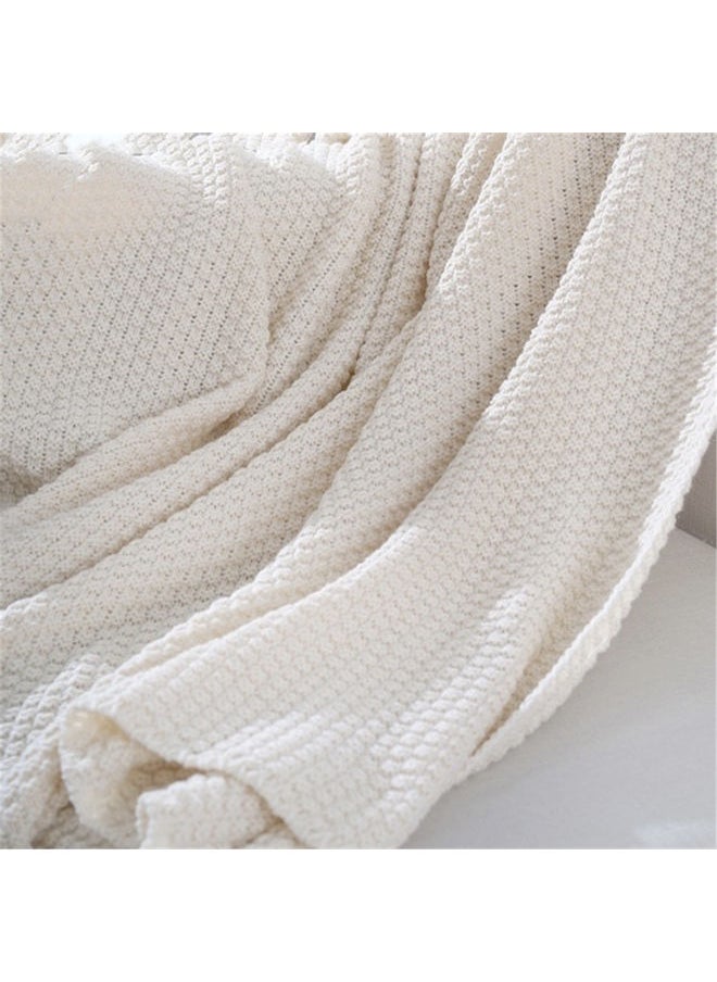 NIBEMINENT Tassel Design Warm Blanket Polyester Cream Coloured 130x170cm  - Image 3