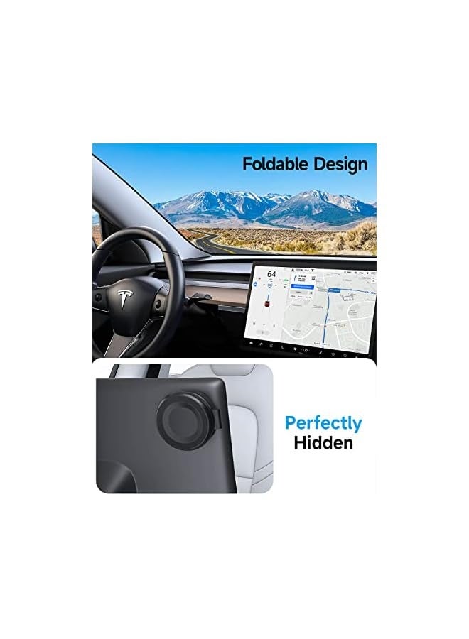 Tesla Phone Mount, MagSafe Car Mount for Tesla Model 3 Model Y, Foldable Hidden Magnetic Phone Mount Fit for iPhone 14 13 12 Series and All Phone, Tesla Model 3 Accessories, Tesla Model Y Accessories - Image 5