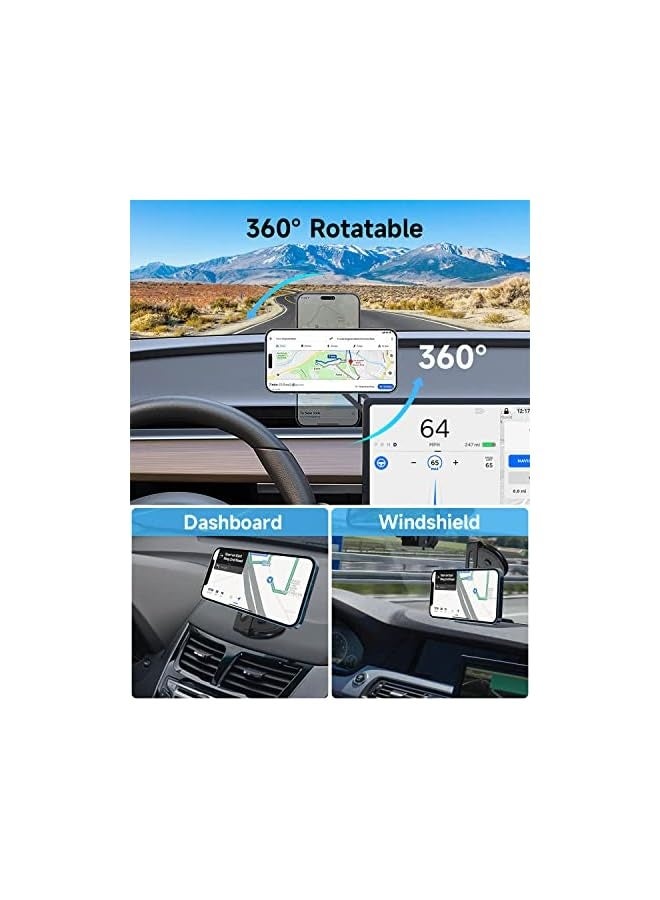 Tesla Phone Mount, MagSafe Car Mount for Tesla Model 3 Model Y, Foldable Hidden Magnetic Phone Mount Fit for iPhone 14 13 12 Series and All Phone, Tesla Model 3 Accessories, Tesla Model Y Accessories - Image 2