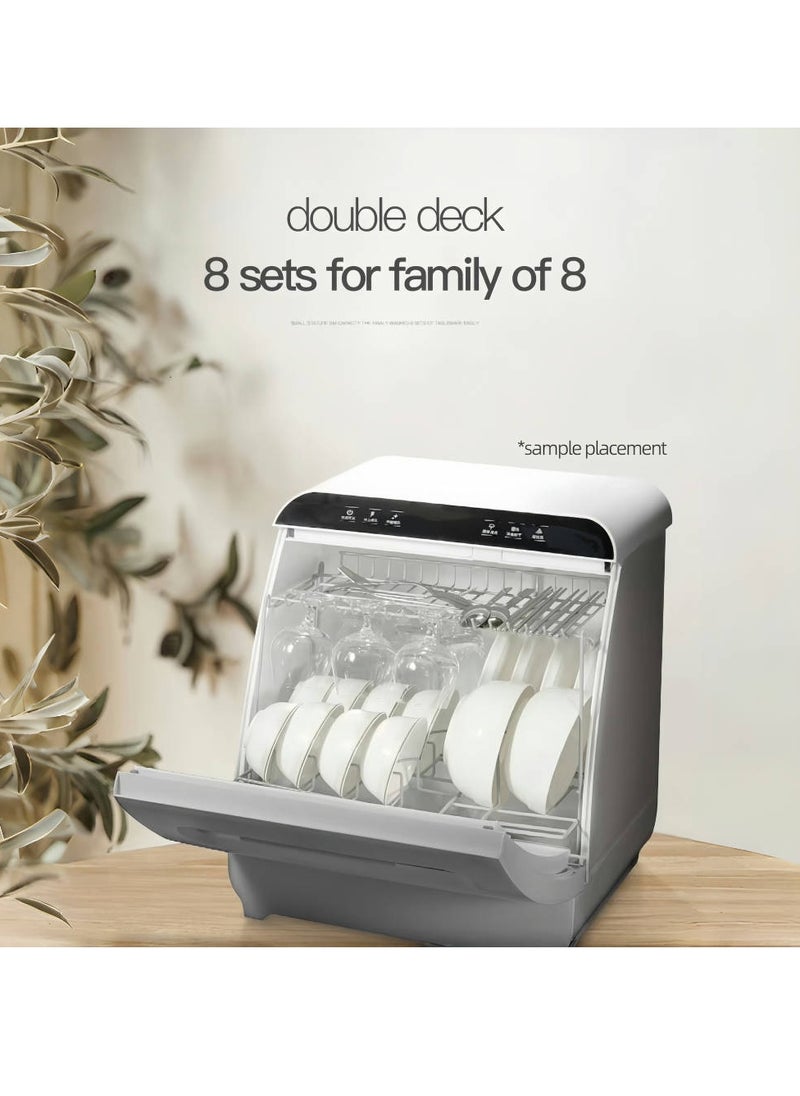 ET-LIFE Countertop Dishwasher, Installation-Free Automatic Dishwasher, 6 Programs, High Temp Disinfection and Hot Air Drying for 8 People  - Image 2