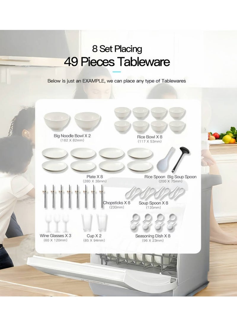 ET-LIFE Countertop Dishwasher, Installation-Free Automatic Dishwasher, 6 Programs, High Temp Disinfection and Hot Air Drying for 8 People  - Image 4