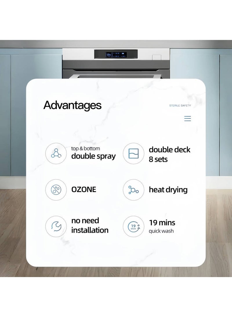 ET-LIFE - Countertop Dishwasher, Installation-Free Automatic Dishwasher, 6 Programs, High Temp Disinfection and Hot Air Drying for 8 People - Image 1