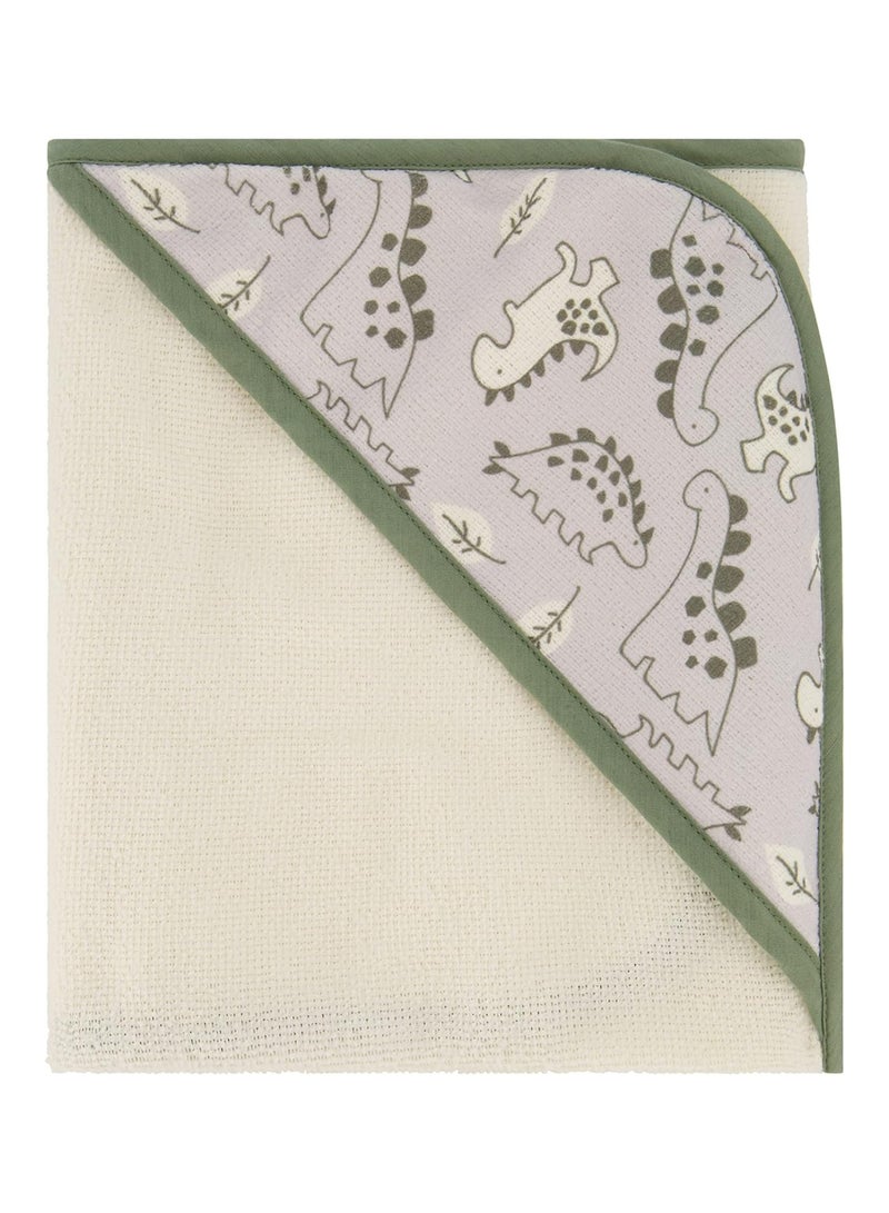 Cudlie Buttons & Stitches Baby Boy 3 Pack Rolled/Carded Hooded Towels in Dino Roar Print (GS71721) - Image 3