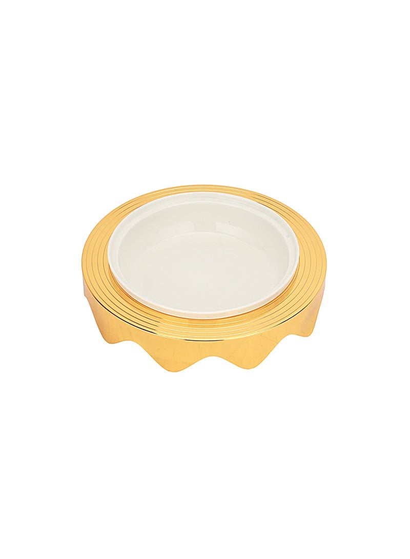 Royalford 8" Date Bowl with Lid- RF12343/Perfect for Serving Dates, Dried Nuts, Candies, Etc./ Versatile and Strong with Elegant Golden-Finish Knob and Base, Ceramic Bowl/ Dishwasher and Freezer Safe Gold - Image 4