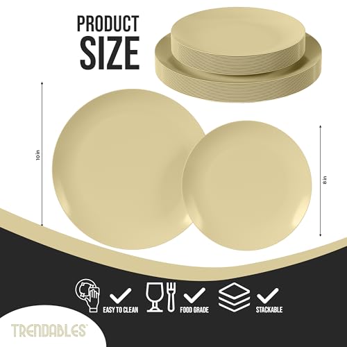 Trendables 80piece Dinnerware Sets Disposable Plates Set For 40 Guests Includes 40 X 8 Dessert Plates 40 X 10 Beige Dinner Plates Plastic Plates Disposable Ideal For Party Wedding Plate Set - Image 5