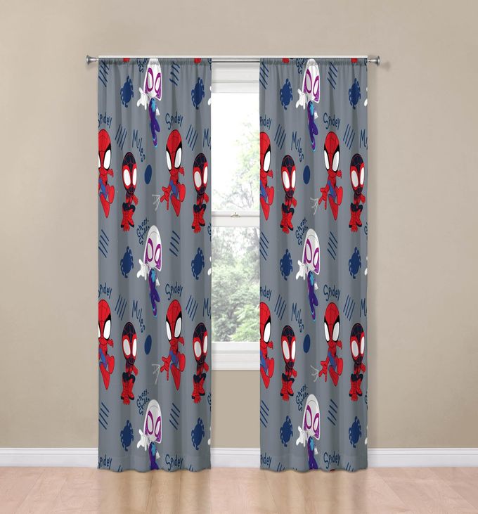 Jay Franco Window Curtains for Kids Bedroom 4-Piece Drape Set with 2 Tiebacks, Grey Spidey & His Amazing Friends, 42" W x 84" L (Pack of 2) - Image 4