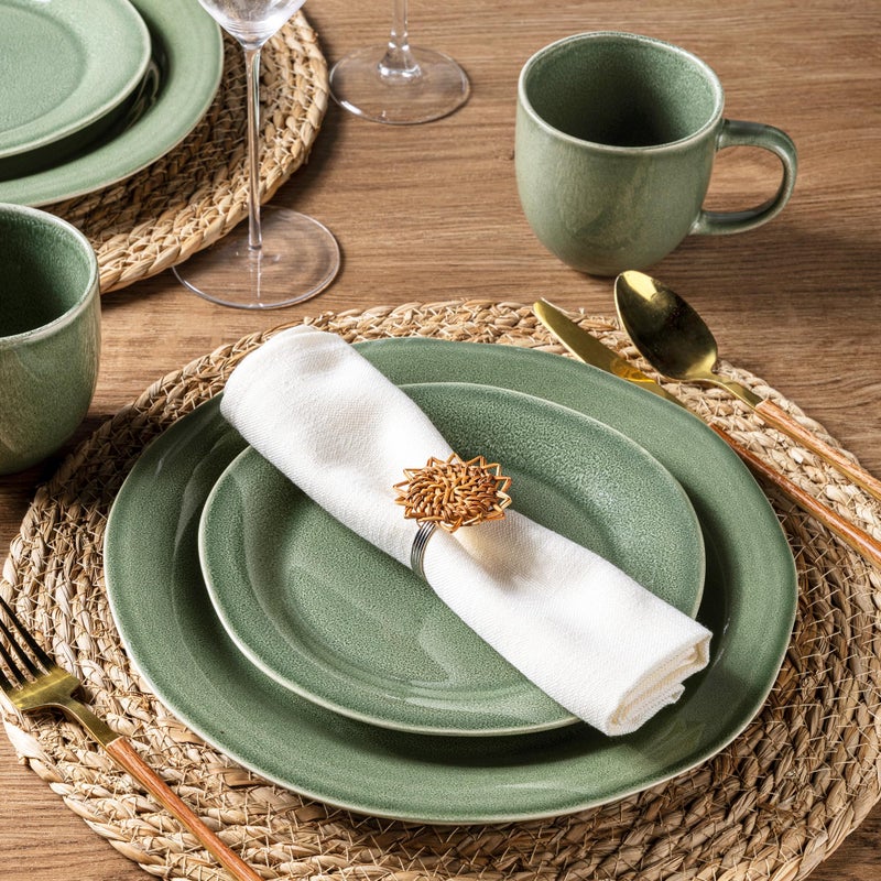 AmorArc Ceramic Dinnerware Sets, Handmade Stoneware Reactive Glaze Plates and Bowls Set, Scratch Resistant | Dishwasher & Microwave Safe Dishes Set, Service for 4 (12pc) - Image 3