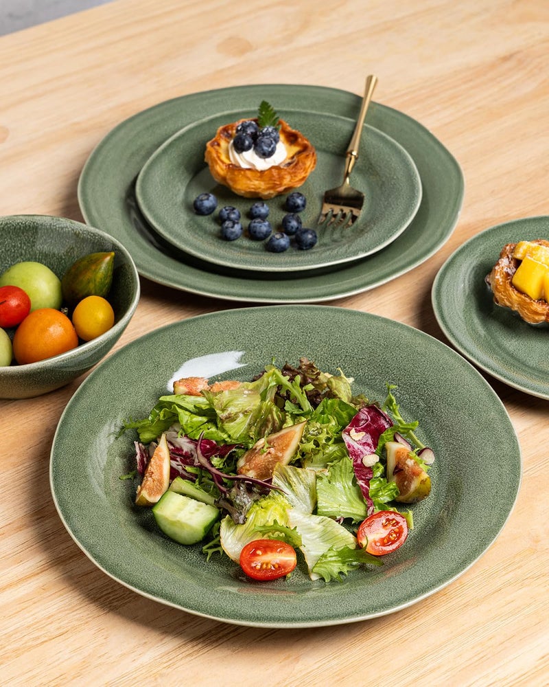 AmorArc Ceramic Dinnerware Sets, Handmade Stoneware Reactive Glaze Plates and Bowls Set, Scratch Resistant | Dishwasher & Microwave Safe Dishes Set, Service for 4 (12pc) - Image 5