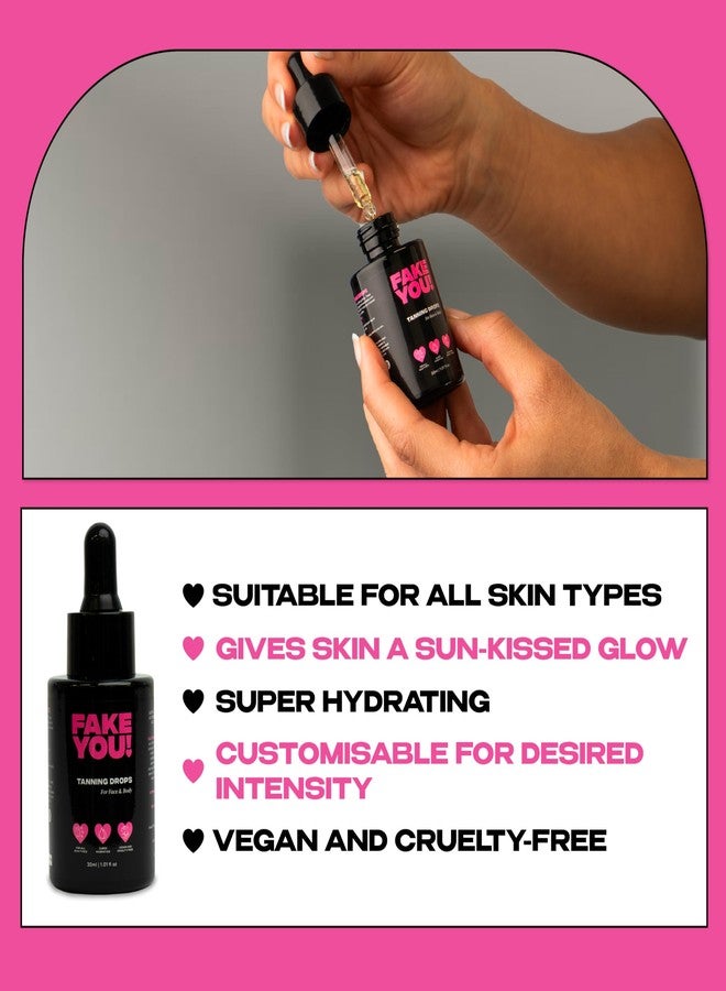 Fake You! Tanning Drops – Self Tanner for Natural Glow – Buildable Face & Body Tan – Streak-Free Finish – Long-Lasting Hydration/Sunless Tanning – 30ml - Image 4