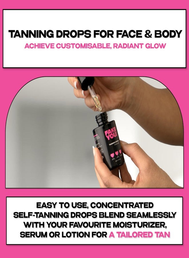 Fake You! Tanning Drops – Self Tanner for Natural Glow – Buildable Face & Body Tan – Streak-Free Finish – Long-Lasting Hydration/Sunless Tanning – 30ml - Image 2