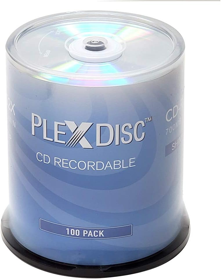 PlexDisc CD-R 700MB 52X Shiny Silver Top Recordable Media Disc - 100pk Spindle 631-105-BX - Image 1