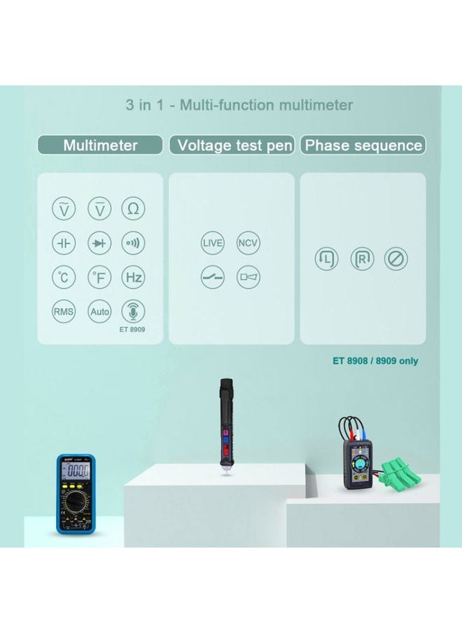 WinAPEX  ET8906  Digital Multimeter Voltage Test Pen Capacitance Meter Diode NVC Tester