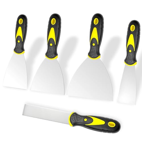 HASTHIP® 5PCS Putty Scraper Set, Stainless Steel Paint Scraper Tool, Spackle Knife, Paint Scraper, Scraper Tool for Repairing Drywall, Removing Wallpaper, Mud, Plaster Scraping (1" 2" 3" 4" 5") - Image 1