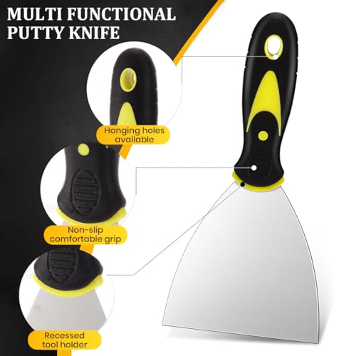HASTHIP® 5PCS Putty Scraper Set, Stainless Steel Paint Scraper Tool, Spackle Knife, Paint Scraper, Scraper Tool for Repairing Drywall, Removing Wallpaper, Mud, Plaster Scraping (1" 2" 3" 4" 5") - Image 4
