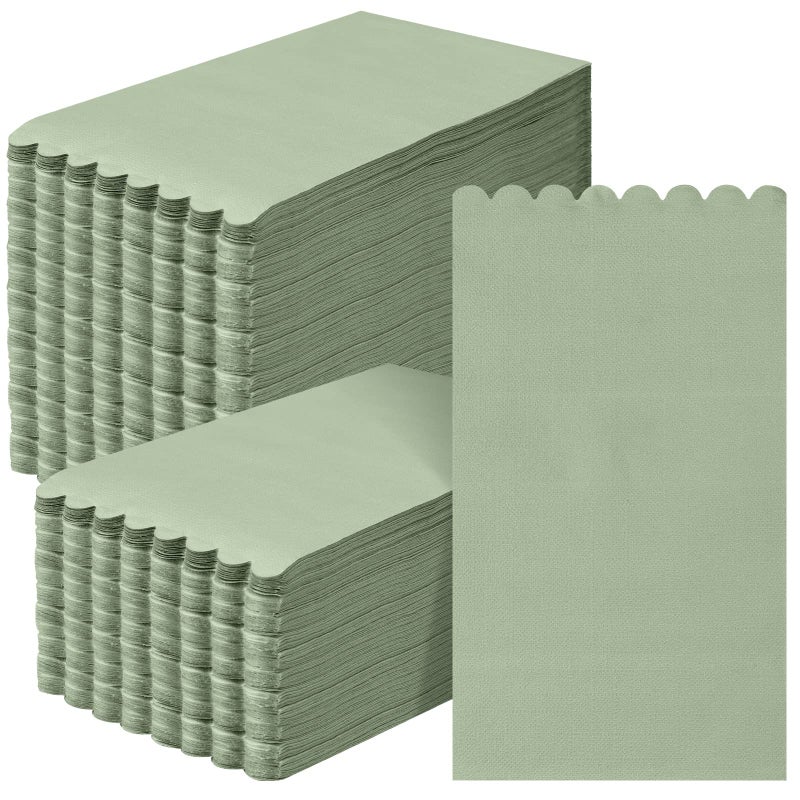 Glenmal 100 Pcs Paper Disposable Napkins 2 Ply Dinner Guest Cocktail Napkins Hand Towels for Wedding Spring Birthday Party Bridal Anniversary Reception 13 x 16 Inches Green