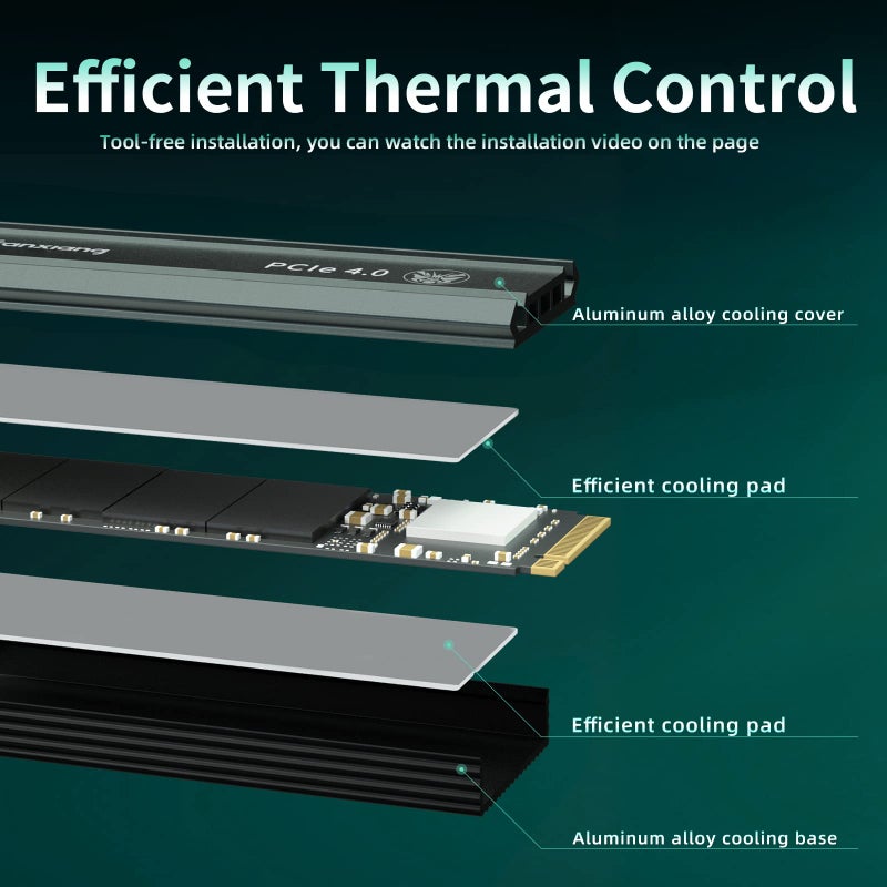 fanxiang S660 PCIe 4.0 500GB NVMe M.2 SSD for PS5 with Heatsink, Up to 5000MB/s, Internal Gaming SSD NAND SLC Cache Suitable for PS5 Enthusiasts, Technology Enthusiasts, IT Professionals - Image 3