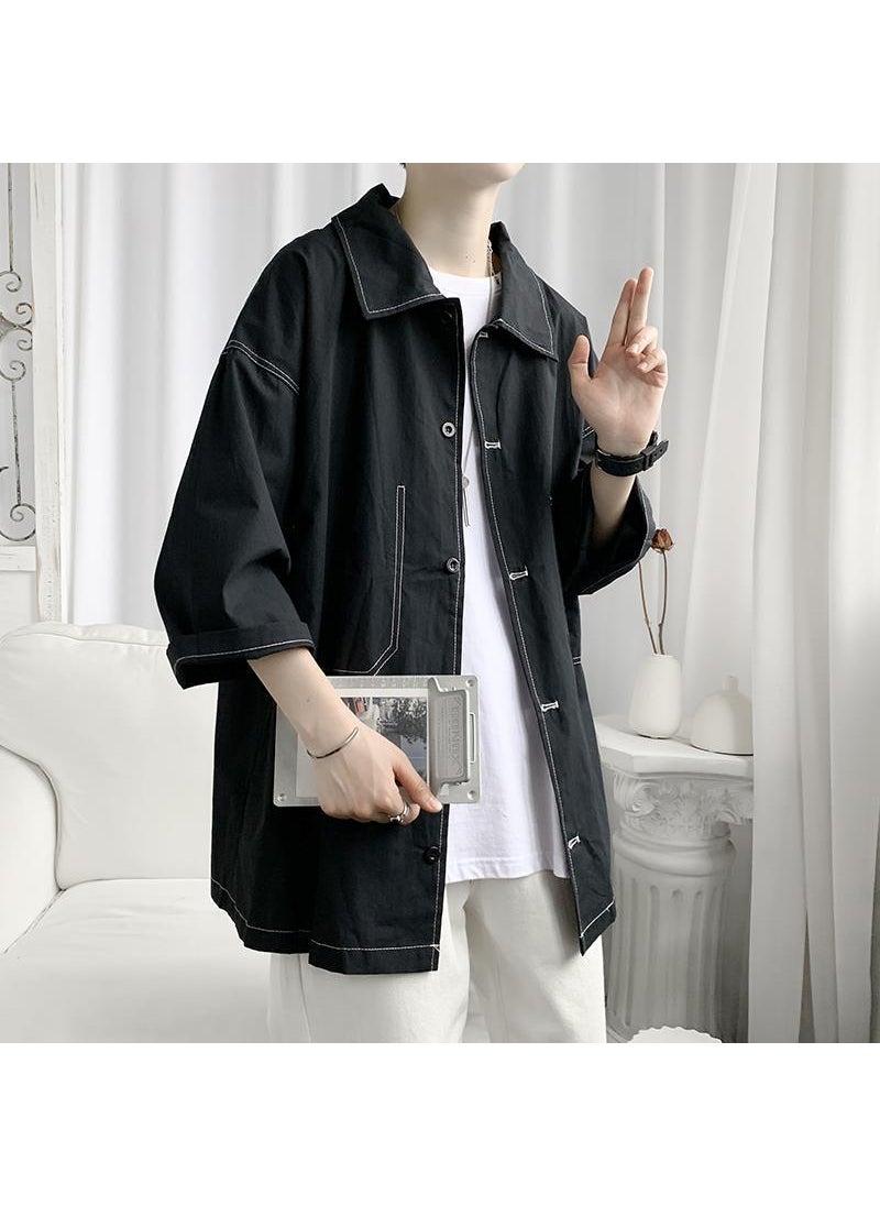 Generic - Mens Summer Casual Short Sleeve Work Shirt White - Image 1