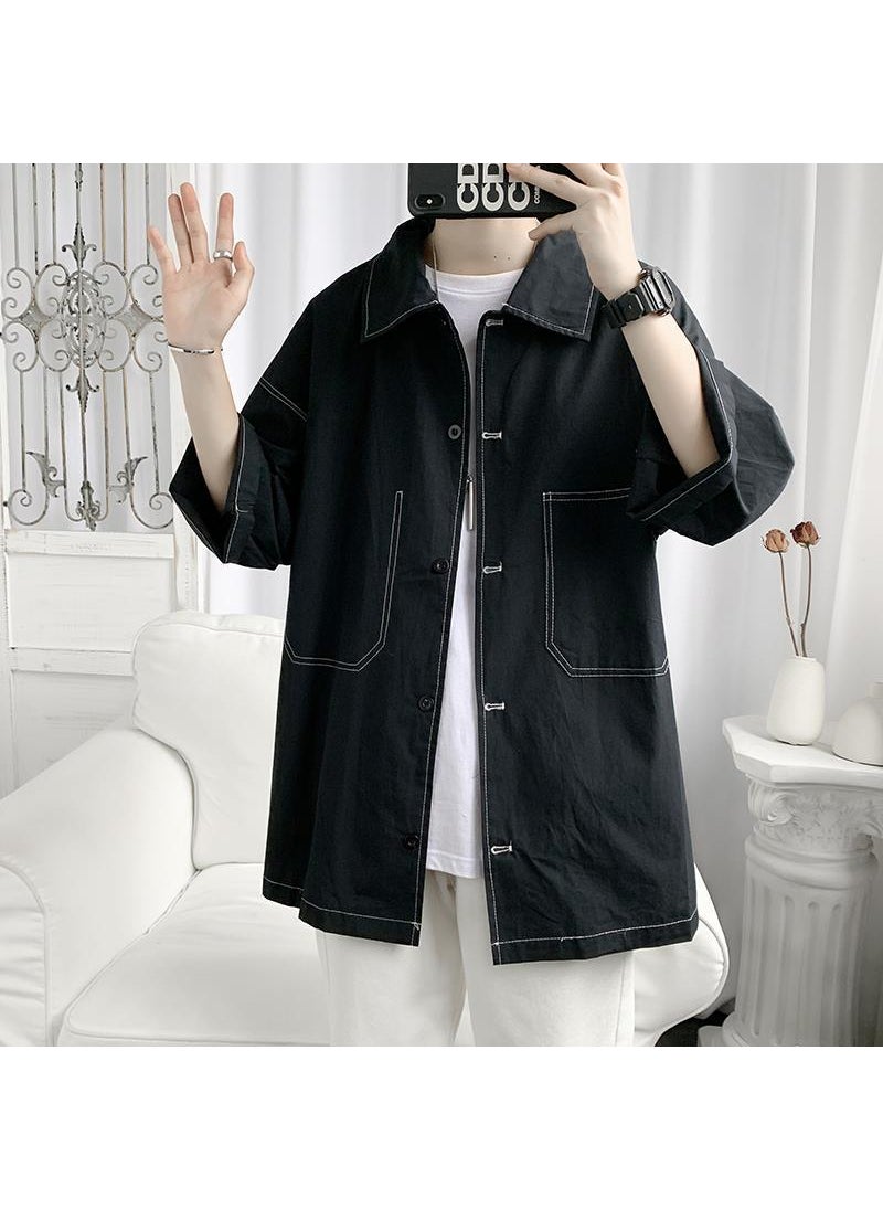 Generic - Mens Summer Casual Short Sleeve Work Shirt White - Image 1