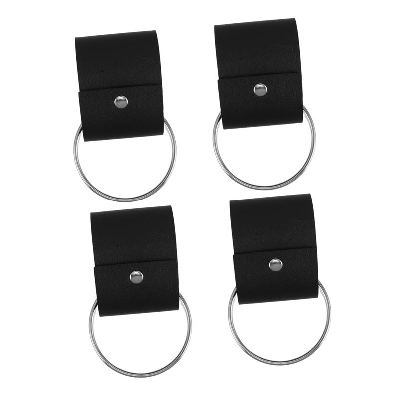 4Pcs Black PU Leather Towel Hooks For Kitchen Bathroom Dish Scarf Gloves Portable Home Decor - Image 2