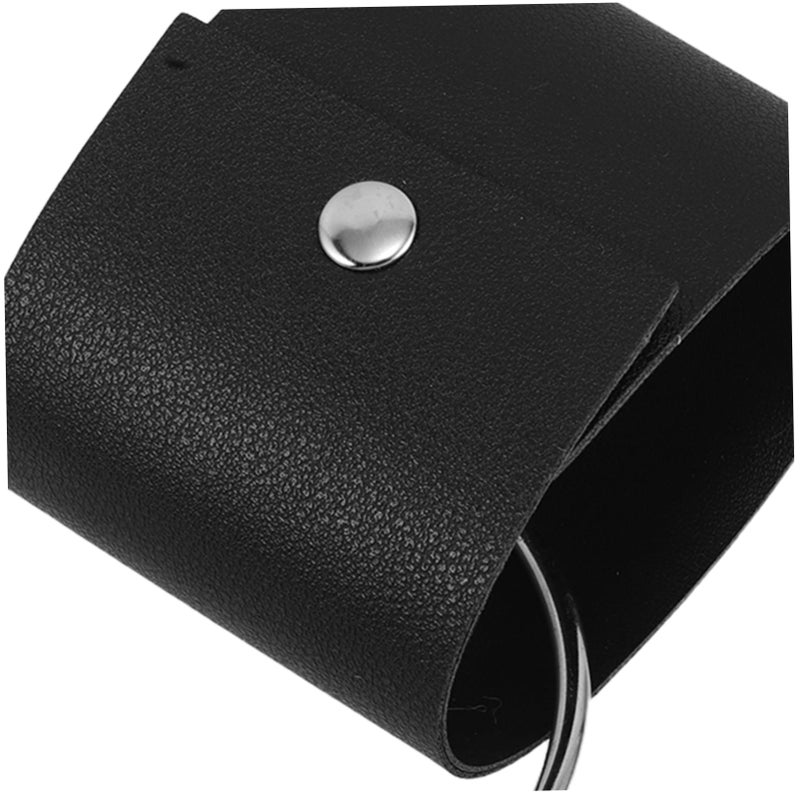 4Pcs Black PU Leather Towel Hooks For Kitchen Bathroom Dish Scarf Gloves Portable Home Decor - Image 4