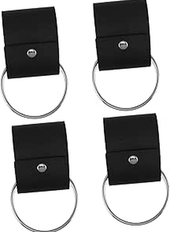 4Pcs Black PU Leather Towel Hooks For Kitchen Bathroom Dish Scarf Gloves Portable Home Decor - Image 1