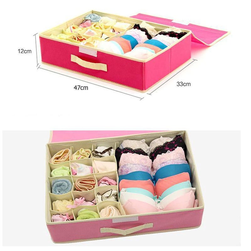 Styleys Styleys 151 Multi Compartment Cell Foldable Storage BoxCloset OrganizerNonSmell Drawer Organizer 15 grids 1 for Underwear Closet Storage for Socks Bra Panty Tie Scarf etc Yellow  - Image 2