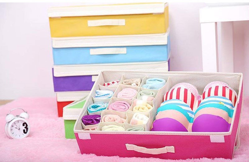 Styleys Styleys 151 Multi Compartment Cell Foldable Storage BoxCloset OrganizerNonSmell Drawer Organizer 15 grids 1 for Underwear Closet Storage for Socks Bra Panty Tie Scarf etc Yellow  - Image 3