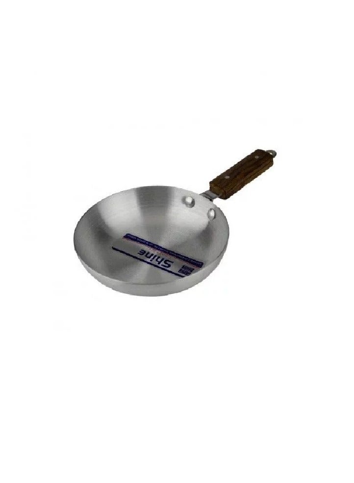 Shine stainless steel frying pan with wooden handle
