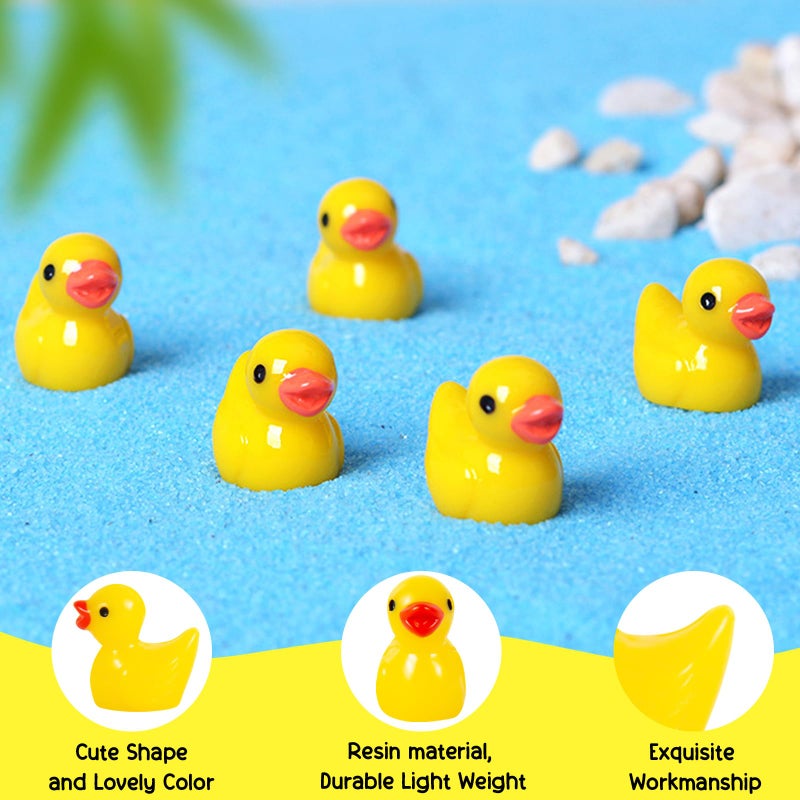 ONLYFU 1000Pcs Mini Resin Ducks Bulk Tiny Duck Figurine for Fairy Garden Landscape Aquarium Potted Plant Decoration Prank Game DIY Ornament Party to Hide  Miniature Dollhouse Accessories  Yellow - Image 3
