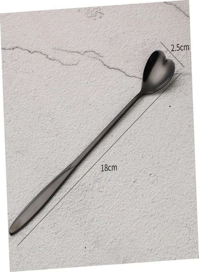 ZANOTTRA 4 Pcs Dessert Spoon, Stainless Steel Coffee Spoon Flower Tea Spoon Cutlery Kitchen Tableware Sugar Spoon Coffee Teaspoon Different Spoon Set for Kitchen Cafe Espresso Spoon 4 Styles (Black) - Image 2