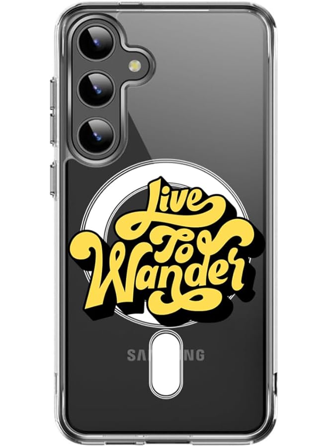 جراب مغناطيسي لهاتف Samsung Galaxy S24 مقاس 6.2 بوصة متوافق مع الشحن اللاسلكي Magsafe غطاء ممتص للصدمات للهاتف Live To Wander 01 متعدد الألوان Mcmspngdsgs24A408