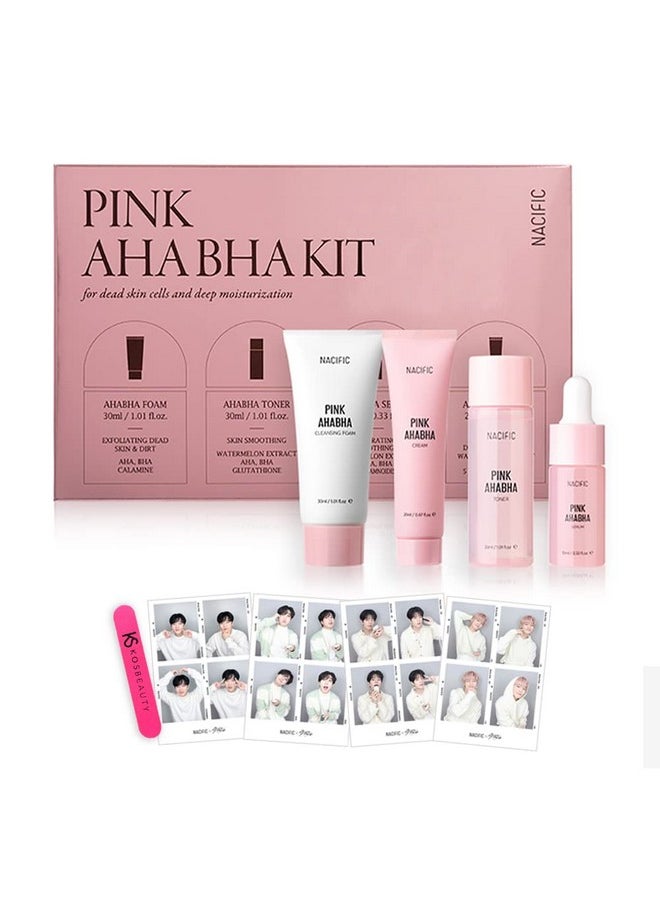 KOSBEAUTY - Nacific X Stray Kids Pink Aha Bha Kit ( Cleansing Foam Toner Serum Cream ) Travel Size Skin Care Set With 4 Photocards (Random) By Kosbeauty - Image 1