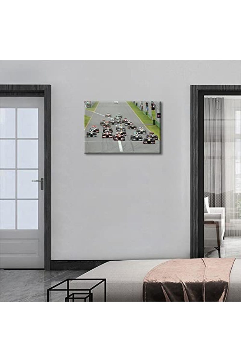 TISHIRON Canvas Wall Art F1 Racing Car Urban Championship World Series Championship Sports Giclee Poster Modern Home Sports Decor for Home Living Room Office Dining Room Framed Ready to Hang - 24"W x 16"H - Image 2
